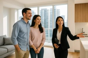 Toronto renters exploring modern condo apartment with realtor – GTA rental trends 2025